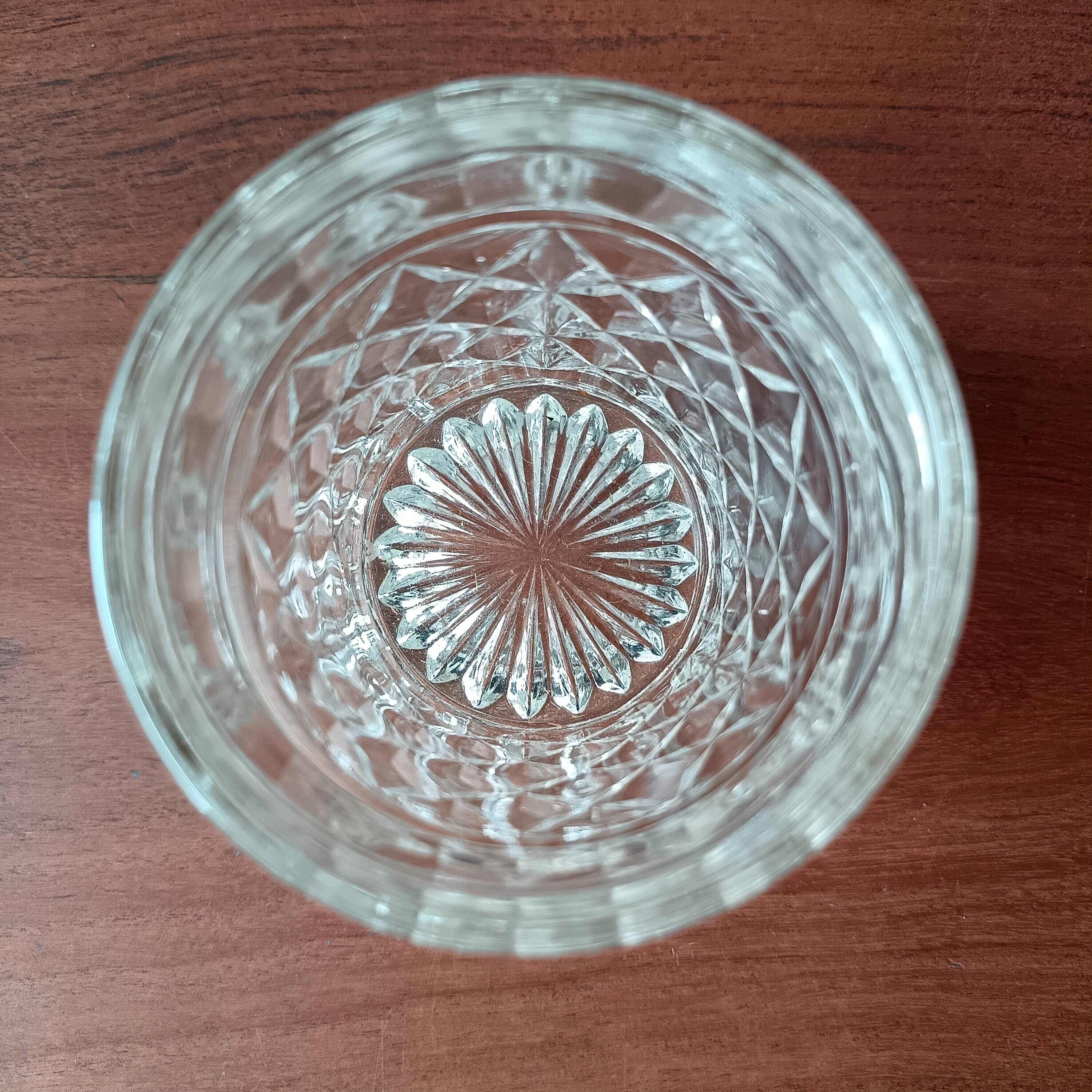 6 vintage italian clear pressed glass whiskey glasses