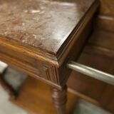 Vestiaire Napoléon III en noyer fin 19e, 3 miroirs, marbre, 8 patères