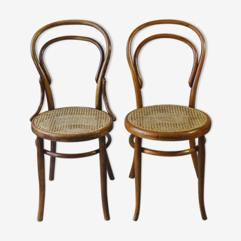 Deux chaises bistrot N°14 cannées, ca 1900