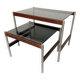 Lot de 2 tables gigognes Fristho de design hollandais avec plateau en verre fumé, années 1960