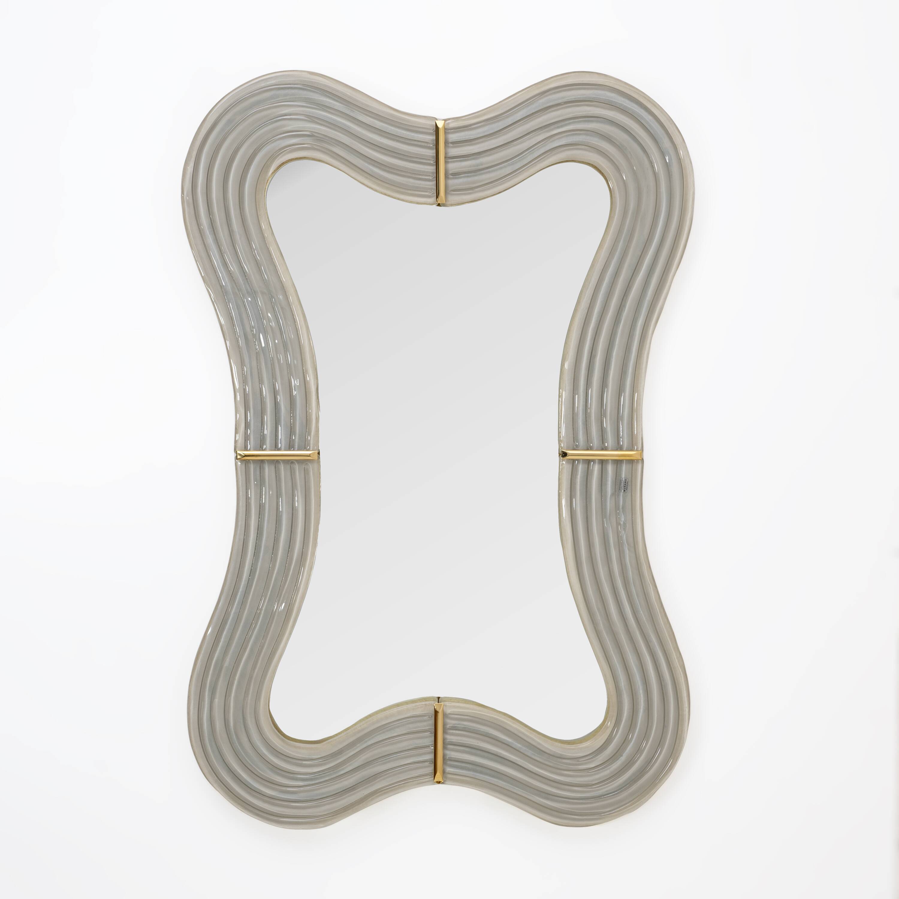 Ondae – Sculptural Mirror in Brass and Murano Glass