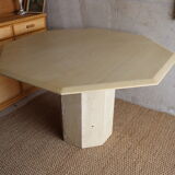 Hexagonal travertine dining table 80s