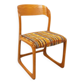 Chaise traîneau vintage de marque Baumann en bois et tissu de laine