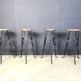 Vintage french wrought iron bar stools, 1960s - set of 4