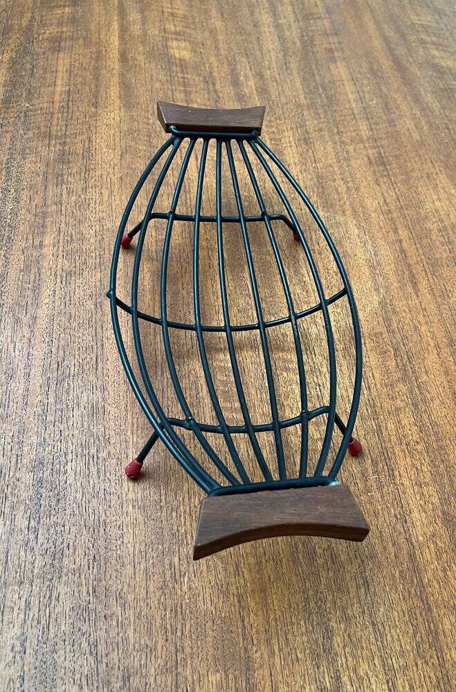 Mid-Century String Fruit Bowl with Teak Handle, 1960s