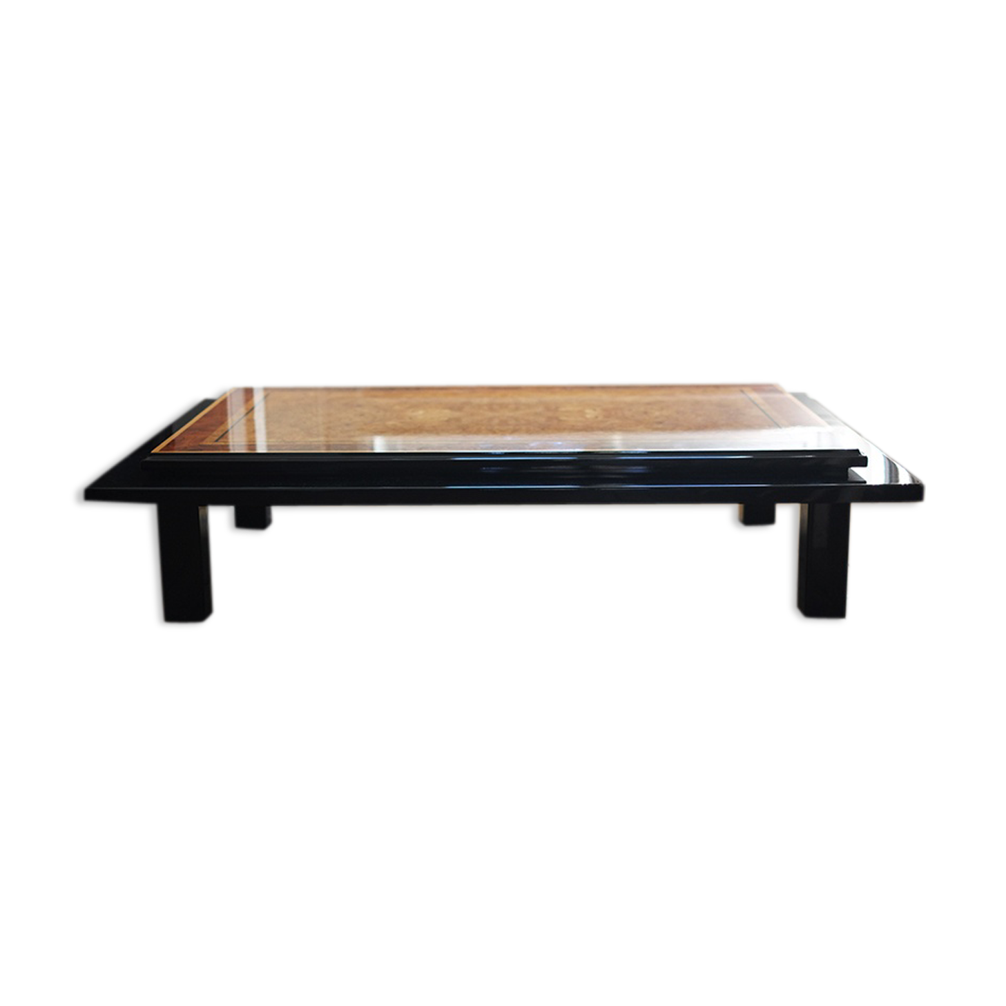 Elm and solid wood magnifier coffee table