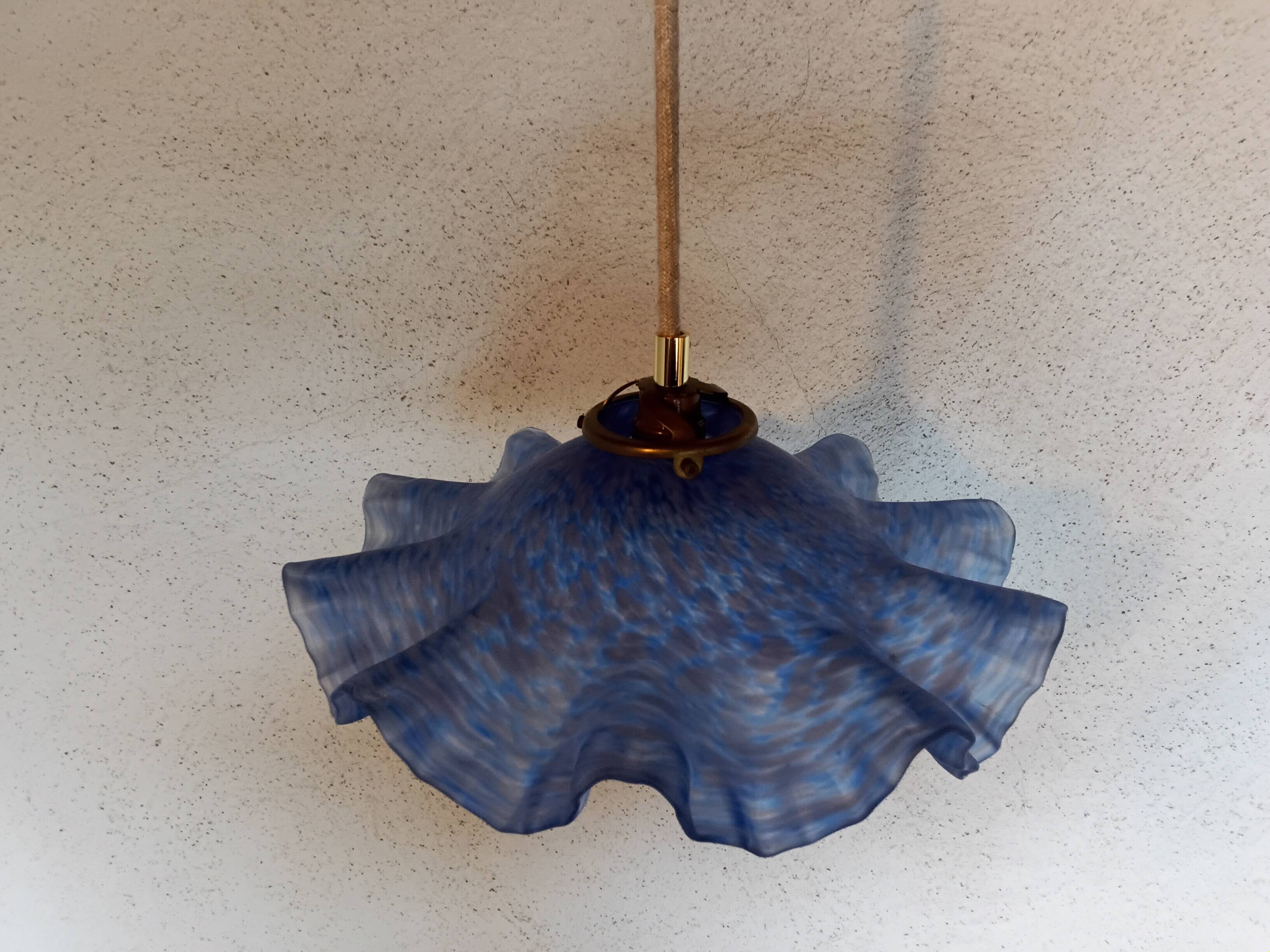 Vintage draped opaline glass pendant.