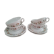 Tasses à thé et sous-tasses Porcelaine de Limoges motif fleuri (Lot de 4)