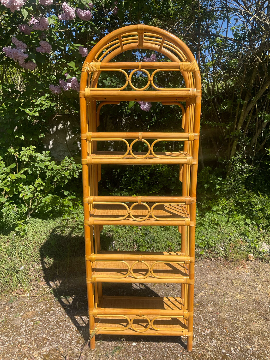 1970s rattan shelf