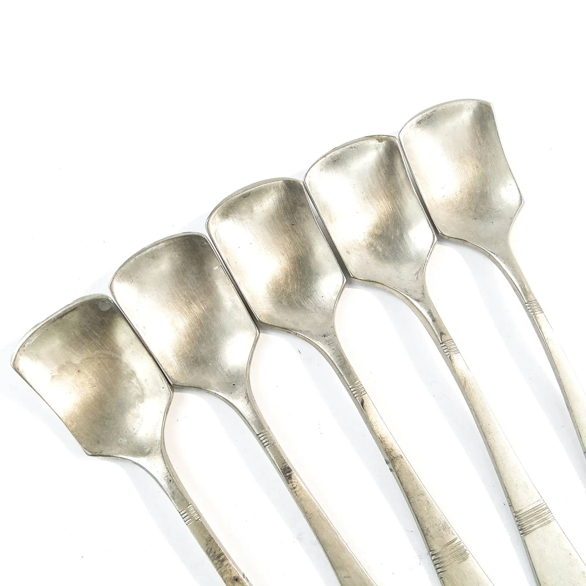 Set of 5 ice cream spoons, silver-plated white metal, Germany, 1930s