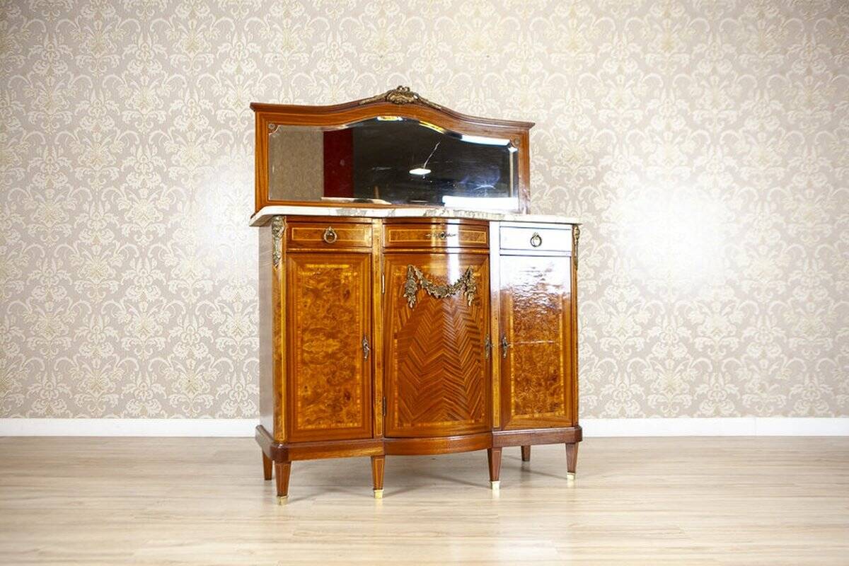French Mahogany Buffet with Mirror, Late 19th Century