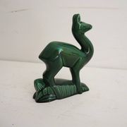 Vintage green ceramic deer figurine St Clément