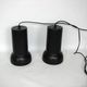 A pair of vintage pendant lights – black brass, modernist