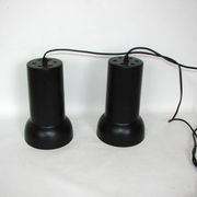 A pair of vintage pendant lights – black brass, modernist