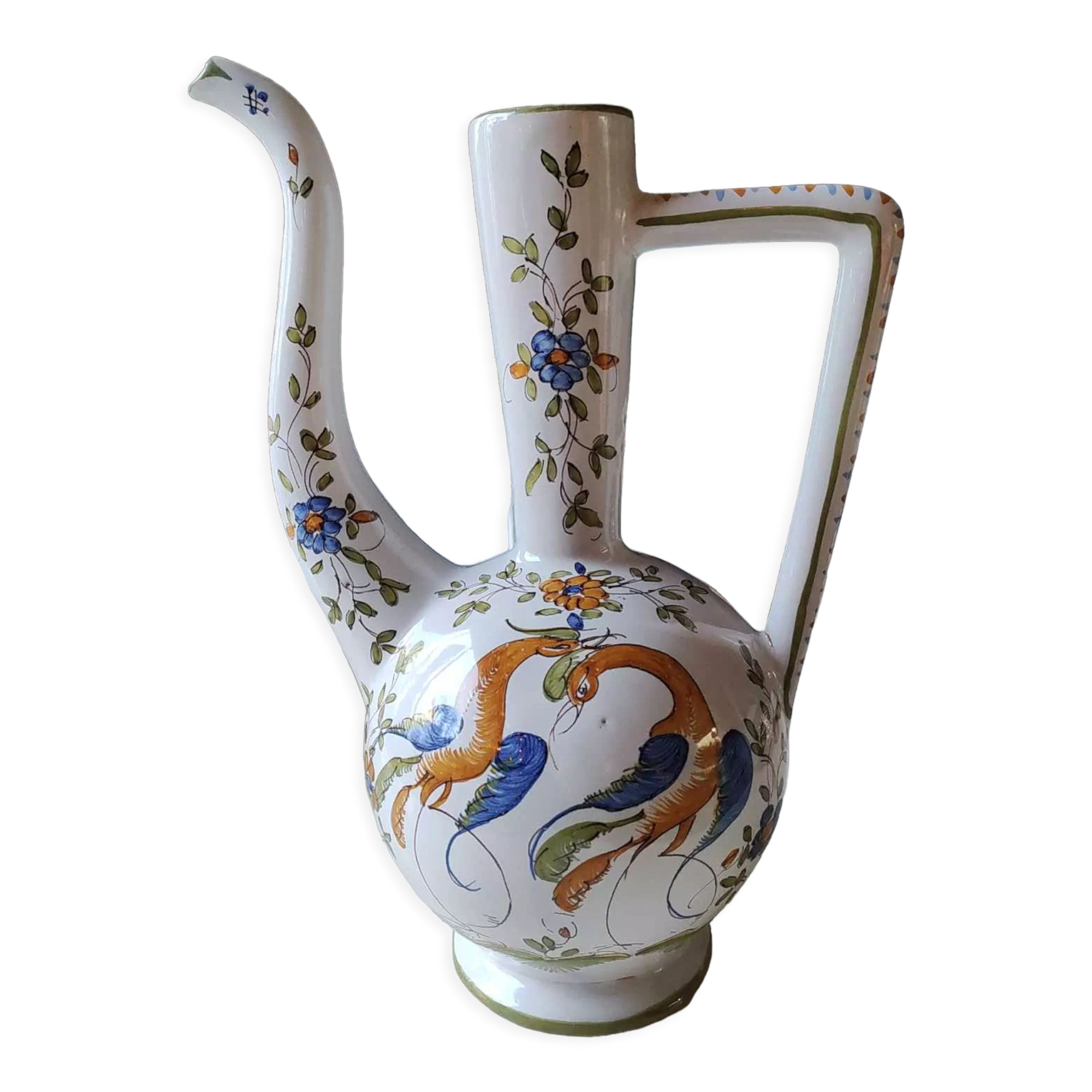 Vintage ewer design Martres Tolosane/Decor Moustiers earthenware. Produced in "Limited Edition"