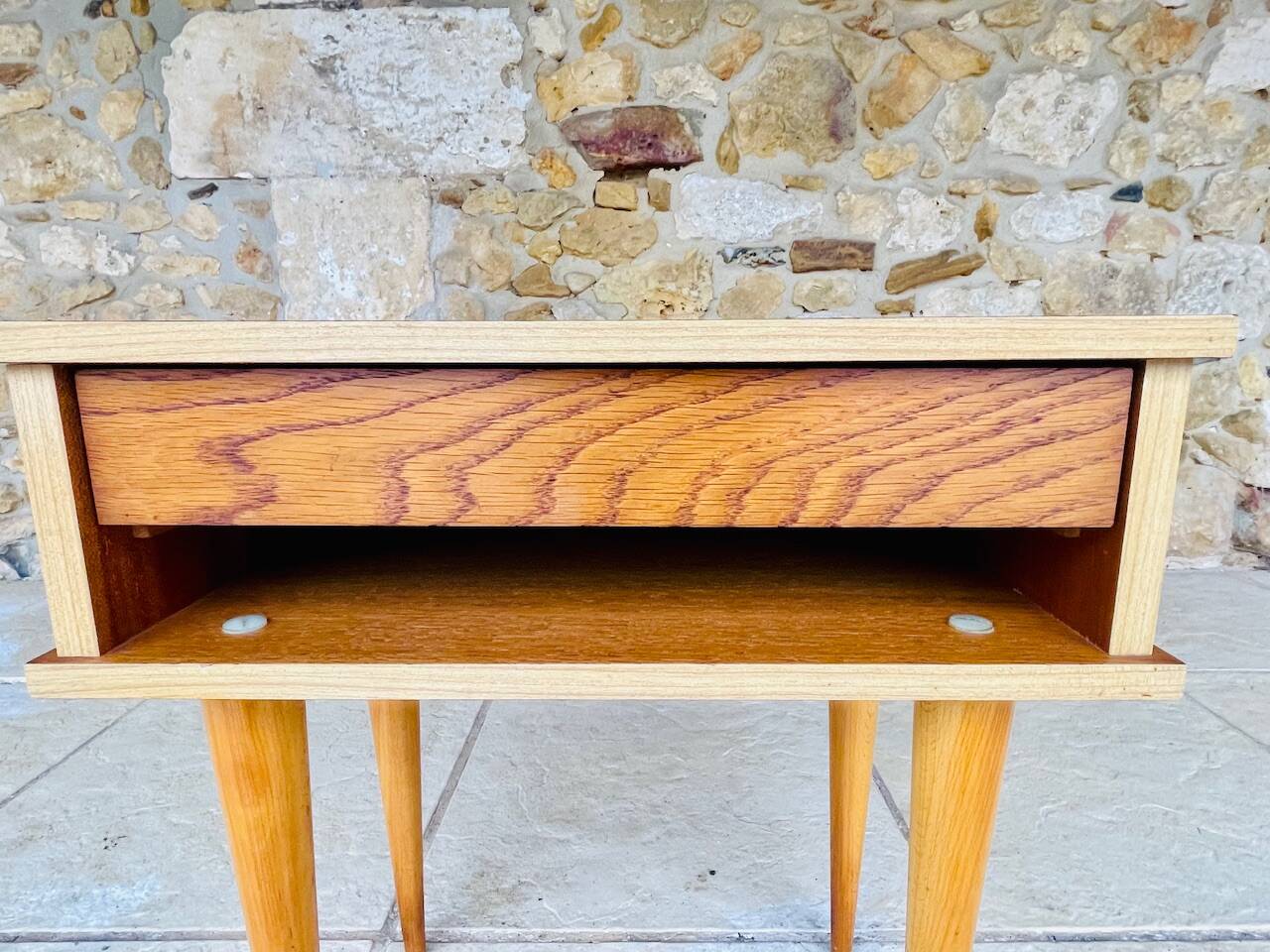 Vintage Scandinavian-style oak bedside table, circa 1960s/1970s