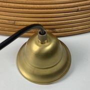XL 71 cm Pencil Reed, Rattan, Bamboo and Brass Pendant Hanging Lamp, Italy