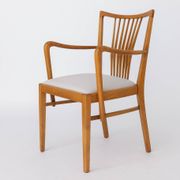 Vintage 1950s German Armchair | Solid Beech Wood | Newly Upholstered Chair