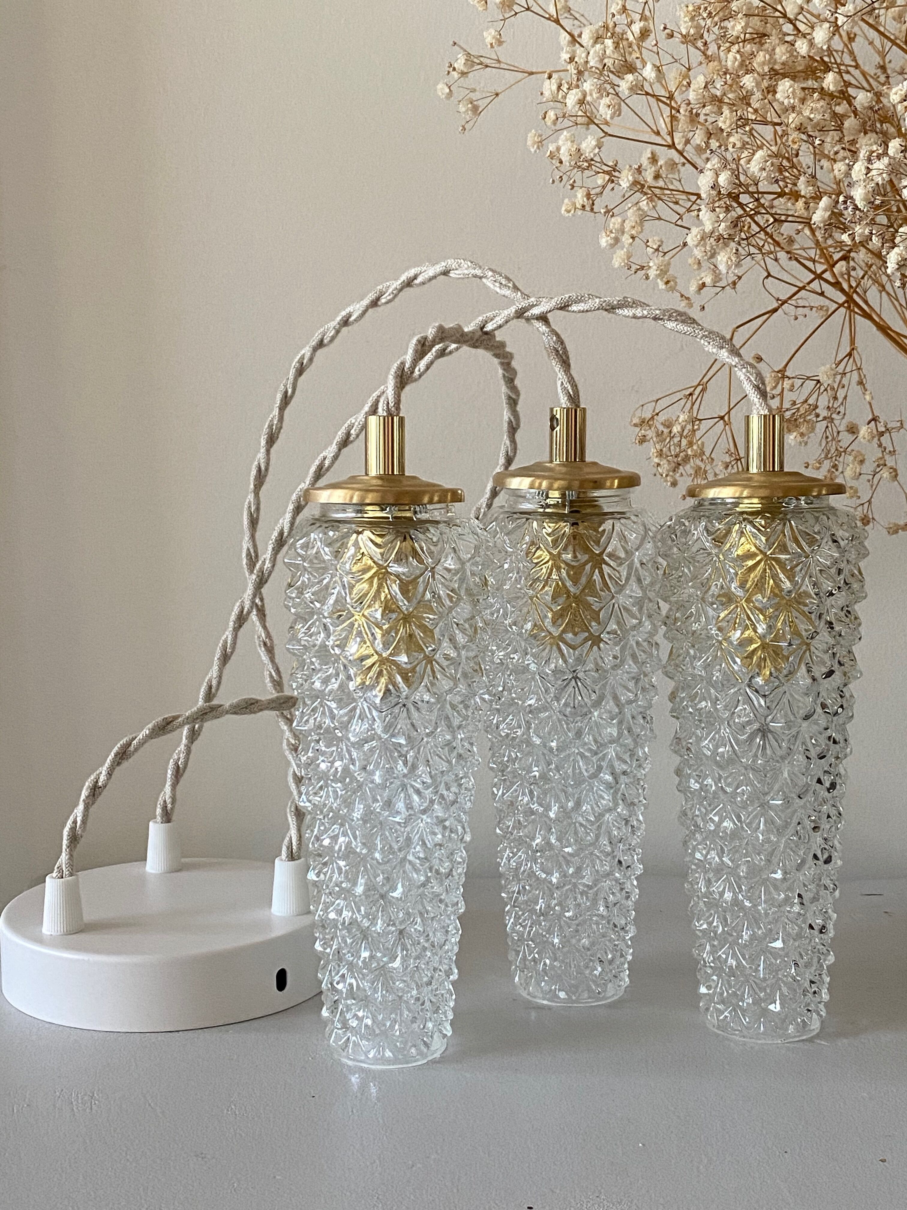 Pendant lamp 3 vintage tulips