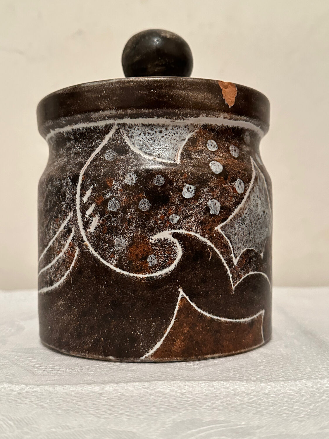 Large ceramic pot with lid by Bernard Buffat