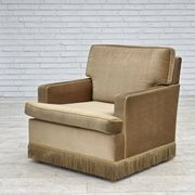 1970s, Danish armchair, honey yellow furniture velour.