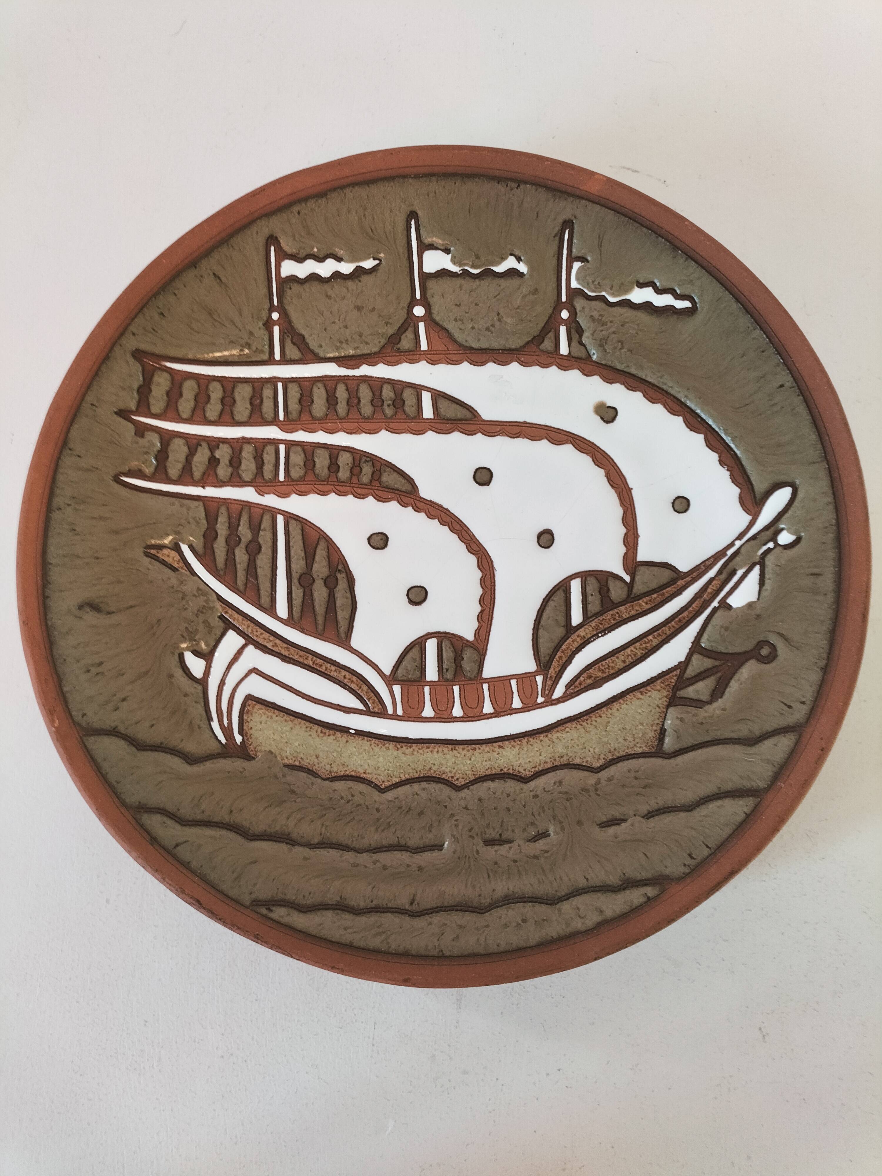 Duo plates Dakas Rhodes antique boats – handmade ceramics