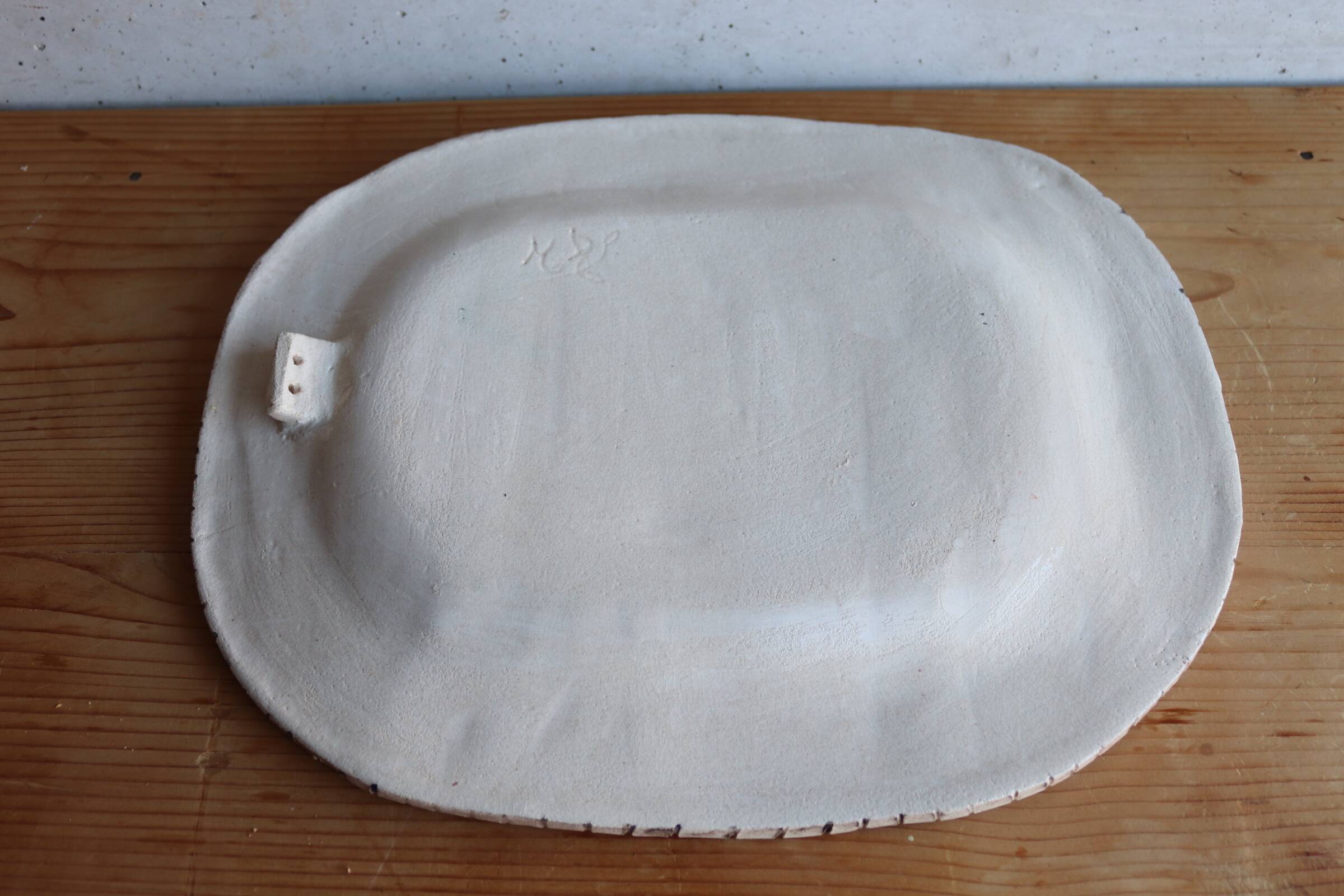 Handmade ceramic bird dish signed