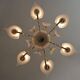 Mid-Century Modern Italian Murano Lattimo and Brass Chandelier, 1970s