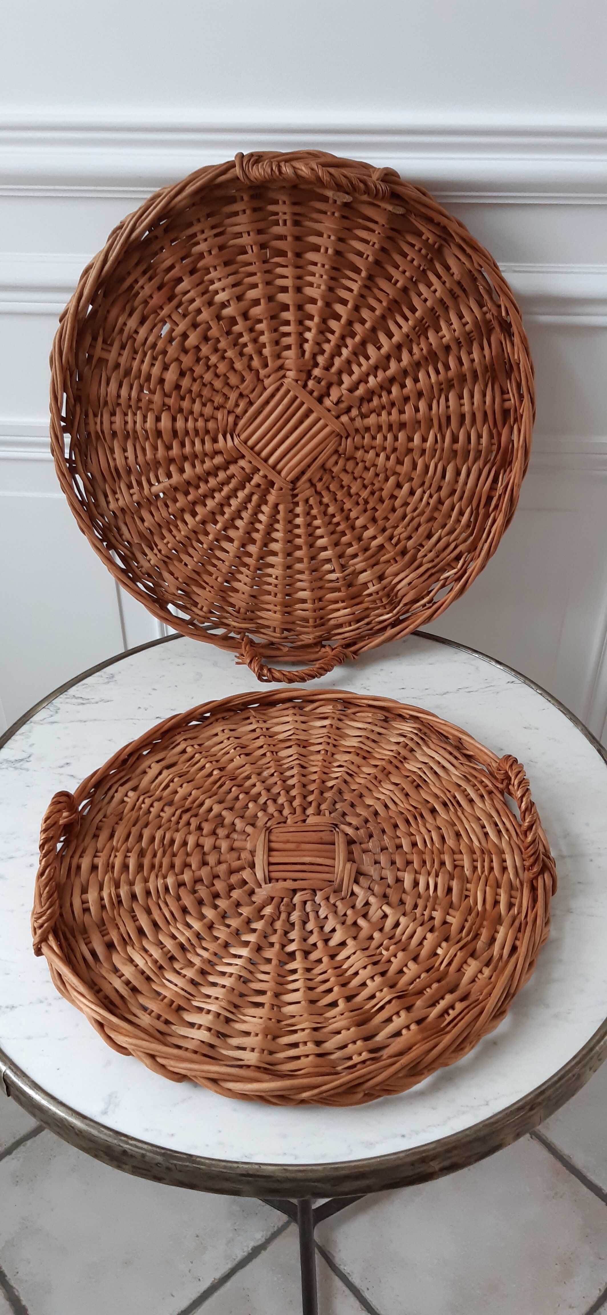 Duo of wicker panniers 70s