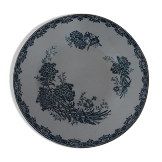 Old faience plate old St Amand decoration Daisy blue flowers