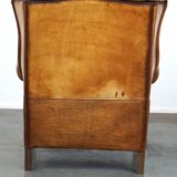 Beautiful and Comfortable Sheepskin Wingback Armchair with a Wonderful Patina