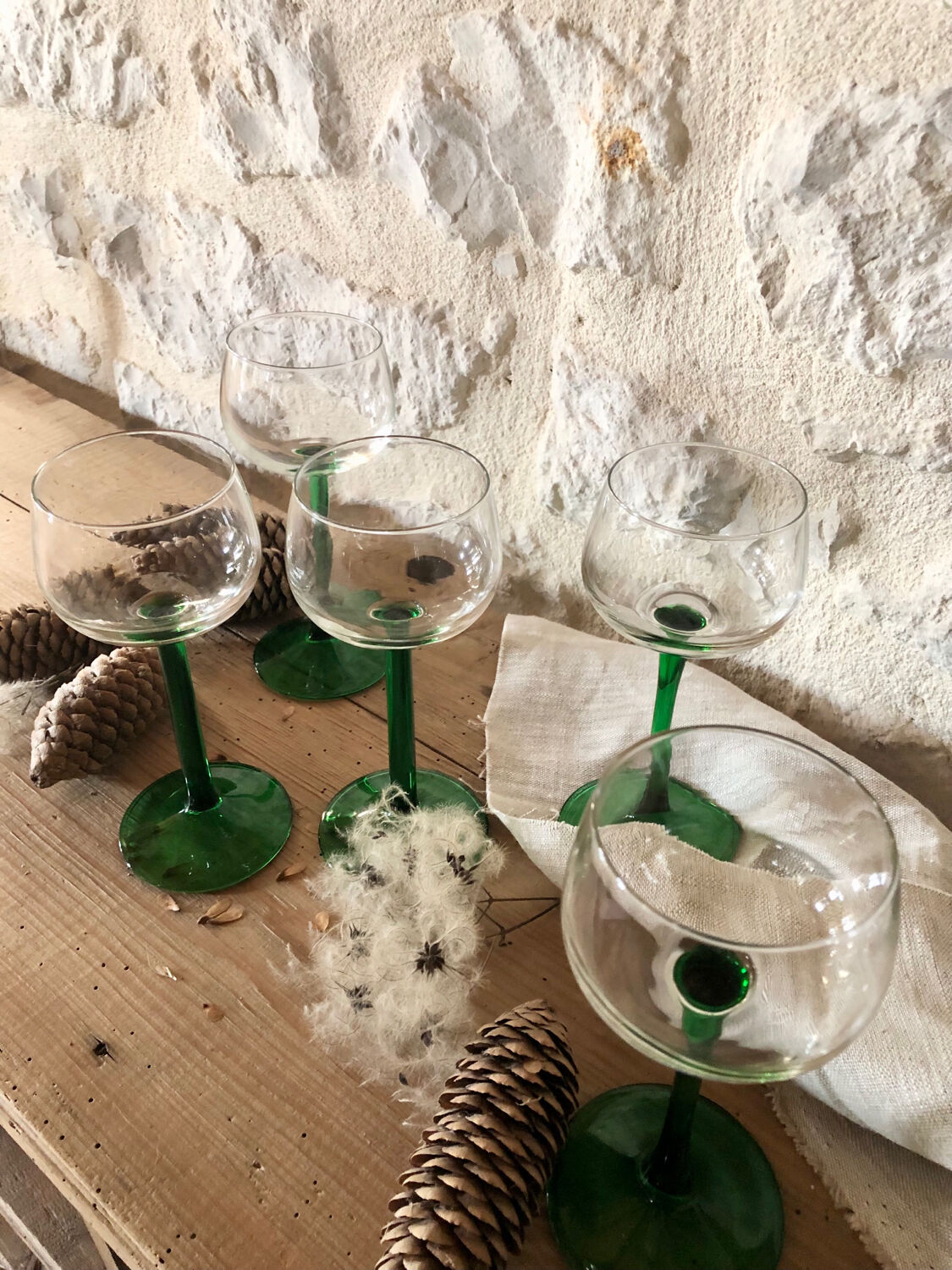 Antique white wine glasses