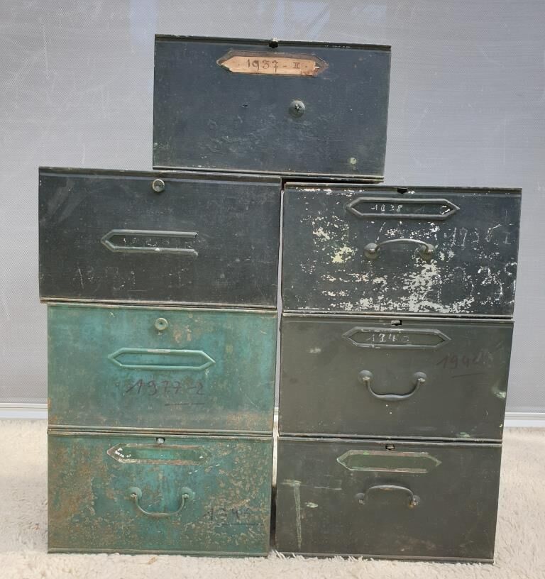 Lot 7 metal cartonniers 1920 André Labbé