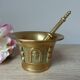 Mortar and Pestle in Solid Bronze – Face Decoration – Antique Style