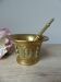 Mortar and Pestle in Solid Bronze – Face Decoration – Antique Style