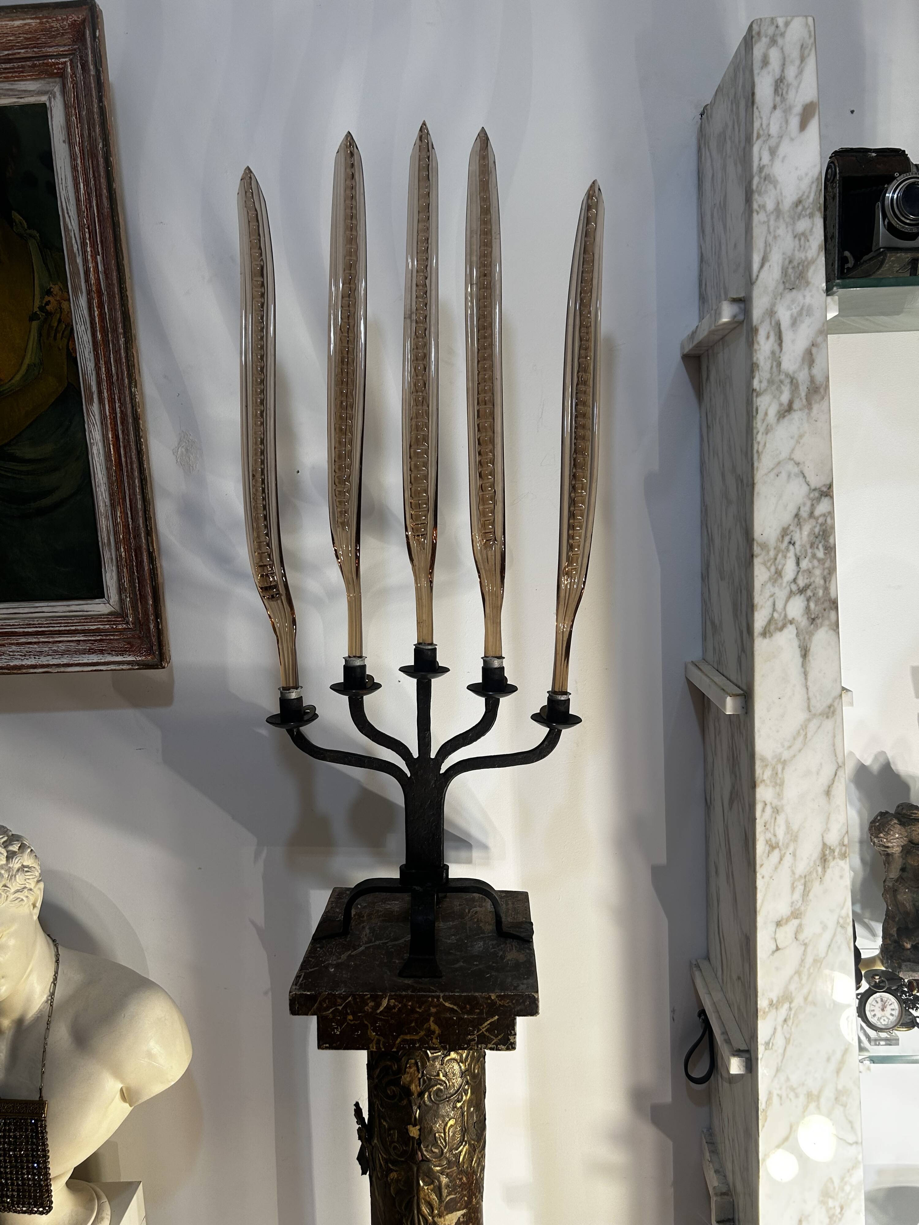 Metal candlestick, Murano glass ornament