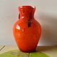 Vintage vase or pitcher in orange blown glass - Made in Italy