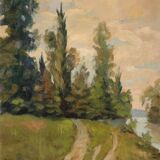 Painting path to the forest landscape