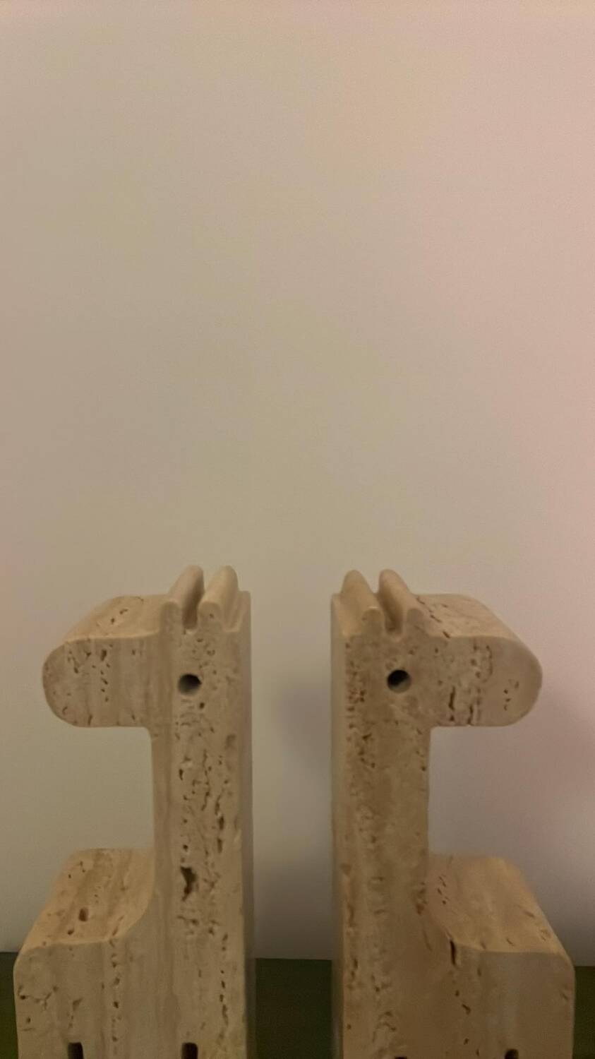 Travertine giraffe bookends, Fratelli Mannelli, Italy, 1970s