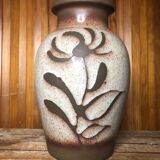 Old beige brown ceramic vase decor flowers w. germany vintage #a633