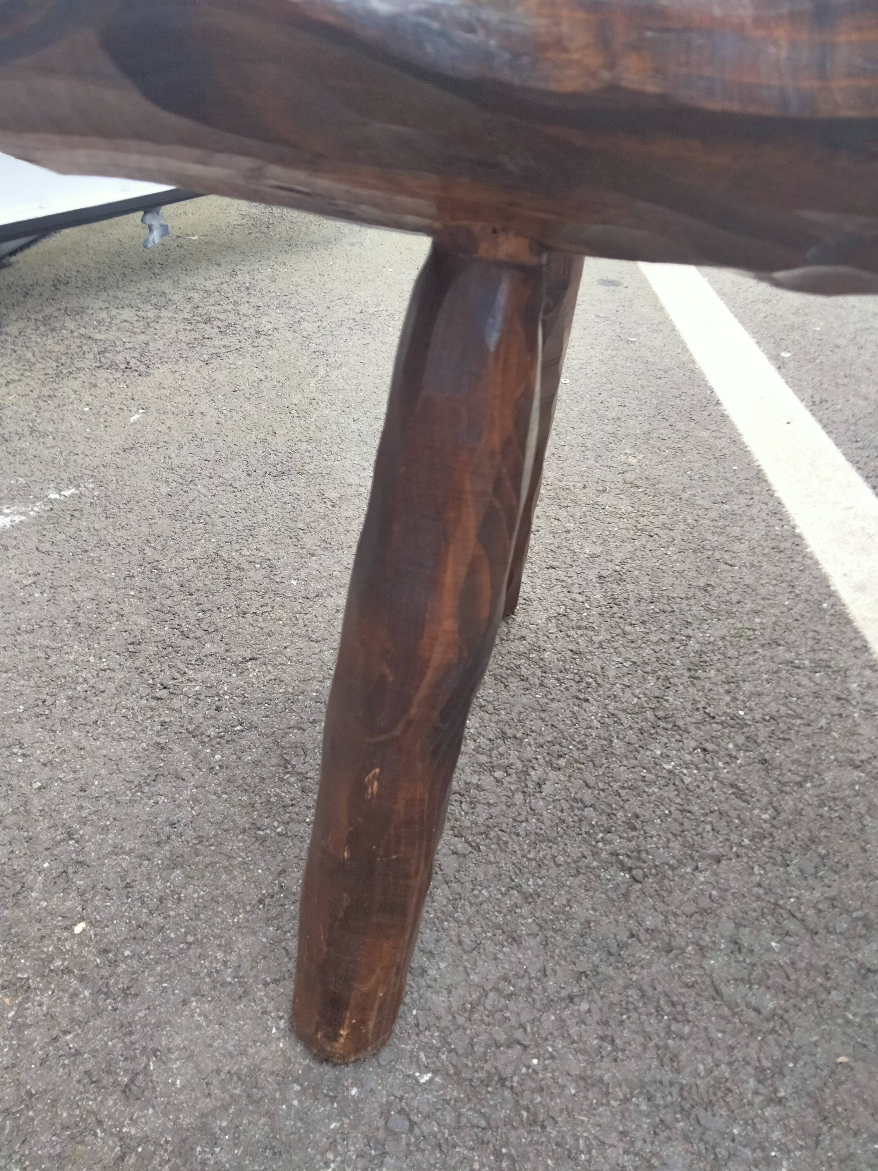 Old wooden side table vintage tree trunk décor