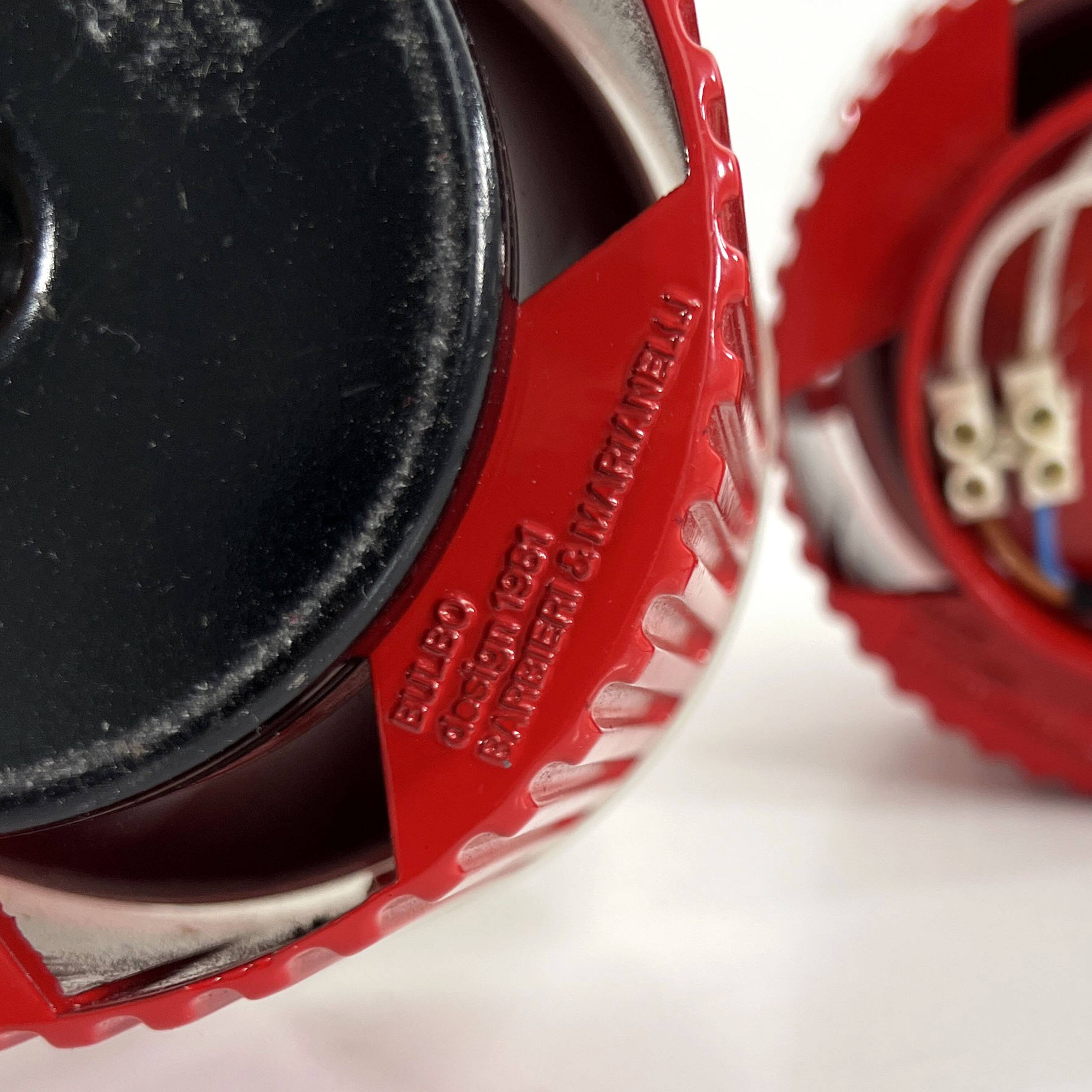 Pair of Red Bulbo Lamps by Barbieri & Marianelli for Tronconi, 1980