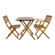 Vintage Solid Wood Folding Garden Furniture Set, Set of 3, 1970s