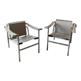 Pair of armchairs "LC1", Le Corbusier, Charlotte Perriand, Pierre Jeanneret