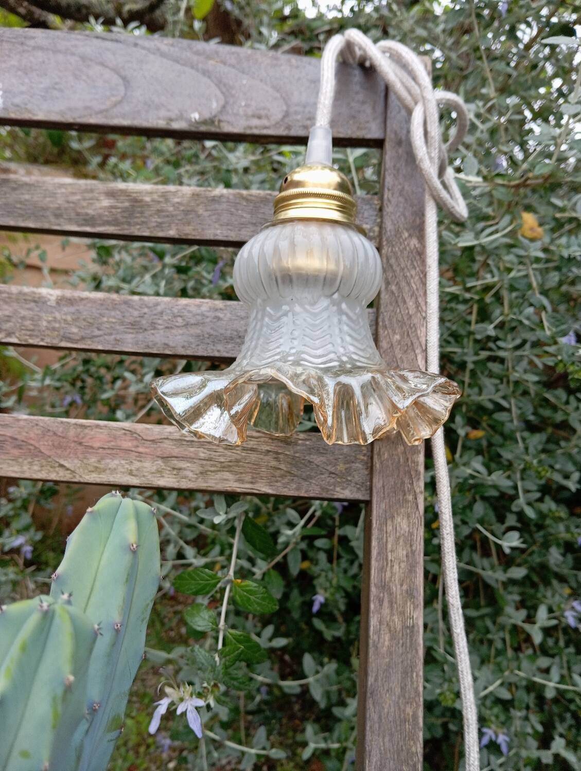 Amber yellow tulip glass nomad pendant light 🌷