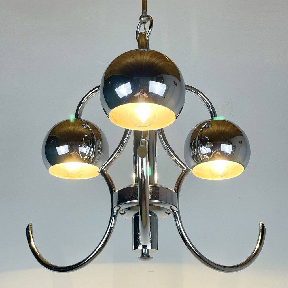 Vintage mid-century eye pendant lamp, Silver, Italy, 1970s