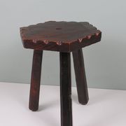 Rustic Spanish handcrafted stool in solid wood, 20th century