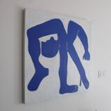 Figurative painting on unique stretched canvas 80X80cm