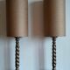 Pair of twisted metal silver-plated column lamps