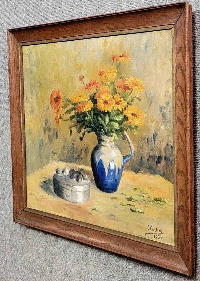 Jacques cartier 1936: oil on canvas, still life with flowers